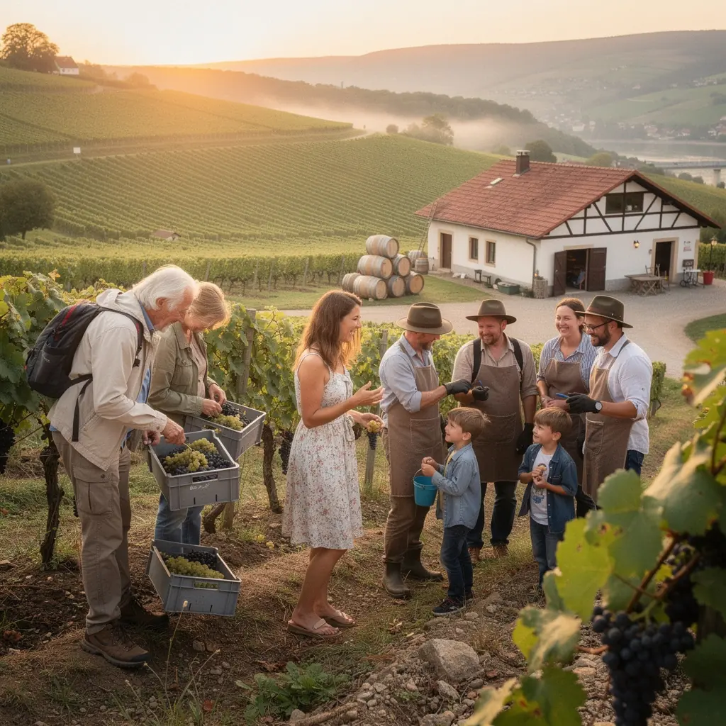 Eine Gruppe von Touristen genießt eine kulinarische Führung durch eine malerische Stadt in Deutschland.